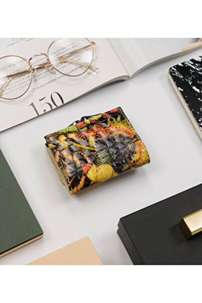 Other Small leather women's wallet with a butterfly print - Lorenti