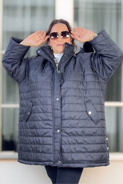 yagmurberen Extra Large Size Inflatable Coat with Hood with Complete Fur Inside