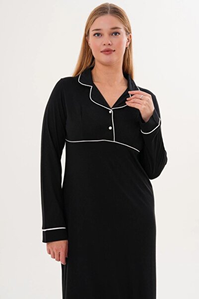 Mecit Pijama Сорочка з коміром, жіноча нічна сорочка з довгими рукавами