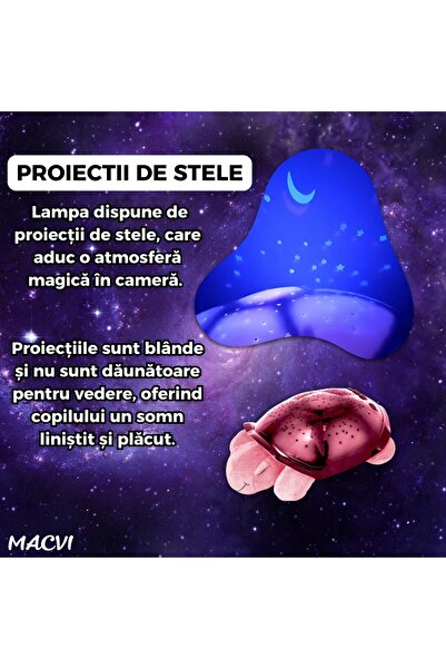 MACVI ® Turtle Night Light, 8 Constellations, RGB Lights, 2 Lullabies, Soft, Auto-Off