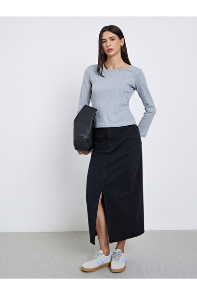 Styli Grey Waffle Knit Top