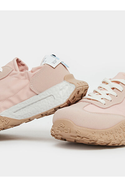 Take Two By Styli Women Printed Panel Stretch-Lace Sneakers