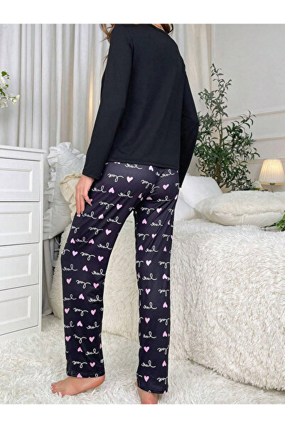 Take Two By Styli Lovely Text Print Long Sleeve T-Shirt and Pyjama Set