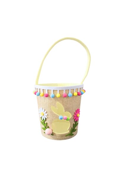 Gift Design Coș decorativ de Paște, din poliester, 15 cm, model iepuraș cu flori