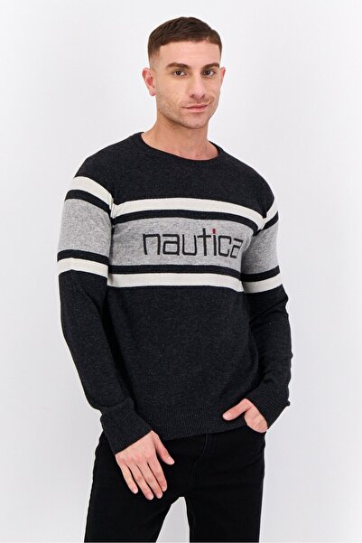 Nautica Men Crew Neck Long Sleeve Embroidered Logo Sweater, Multi Color