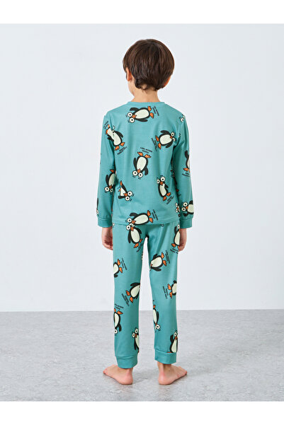 Styli Green Penguin Print Long Sleeve T-Shirt and Pyjama Set