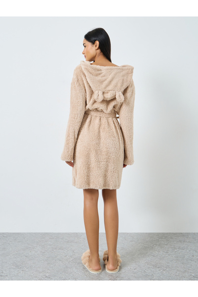 Styli Bear Ears Hooded Fleece Pocket Robe