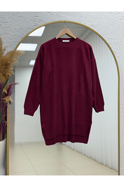 BENAHOLL Ferelle Short in the Front, Long in the Back, Soft Long Tunic-Zi̇6242 Burgundy