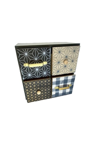 Cadouridiversity - Cutie de bijuterii din lemn, 4 sertare (F47-03)