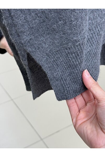 BENAHOLL Φερέλε Κοντό μπροστά και μακρύ πίσω Μαλακό μακρύ τουνίκ-Zİ6242 Ανθρακίτη