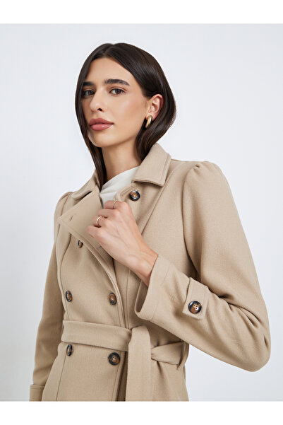 Styli Regular Fit Longline Double Breasted Belted Coat