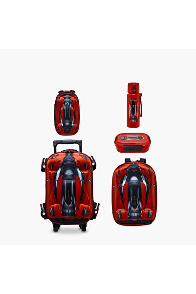 Juniors Printed 5-Piece School Trolley Bag Set for Boys 5-8 Years with Lunch Bag and Pencil Pouch