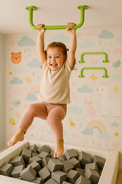 BAUMFEE Çocuk Tırmanma Barı ,monkey Bar (40CM) YEŞİL RENK