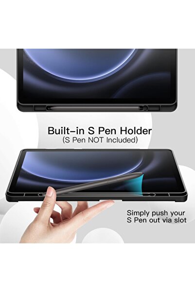 JETech Case for Samsung Galaxy Tab S9 FE Plus 12.4" with S-Pen Holder - Black