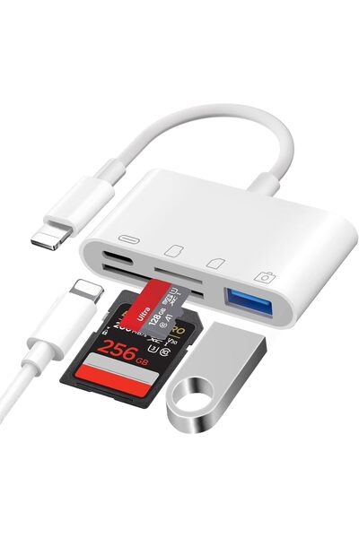 Generic Apple‑Certified 4-in-1 SD Card Reader for iPhone/iPad (SD/TF/USB/Lightning) - Ticenpe