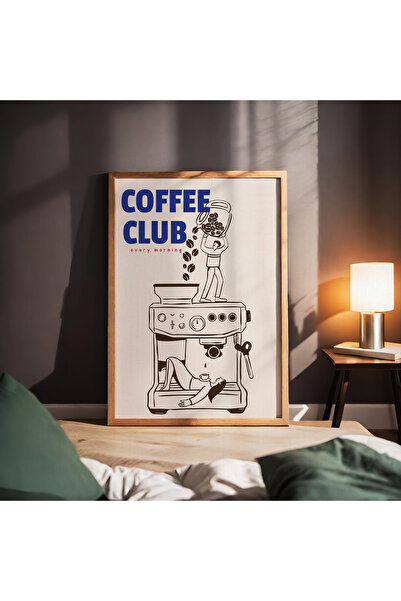 Sweetco Çerçevesiz Poster Coffee Club No2 | Kahve Temalı Mutfak ve Espresso Duvar Dekoru