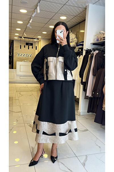 Vosse Miarte Siyah Borkar Detaylı etekli Takım