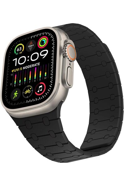 HYX حزام سيليكون مغناطيسي قابل للتعديل لساعة Apple Watch (42/44/45/46/49 مم)