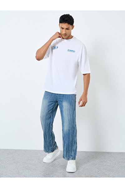 Styli Men White Graphic Print Boxy Fit T-Shirt