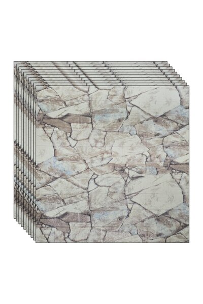 NEXTLY 3D Self-Adhesive Waterproof Wallpaper, Cream, 70x77 cm, 10-Piece Set, Code 7373-23