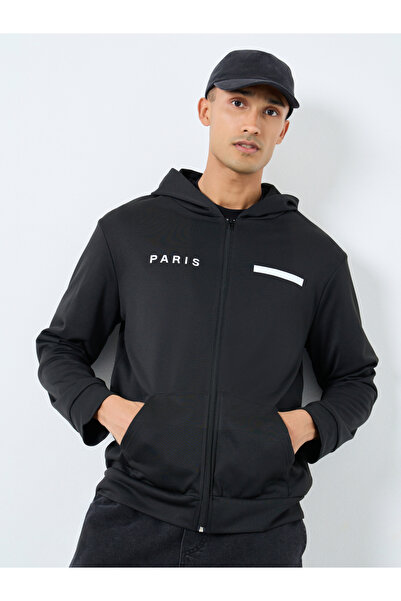 Take Two By Styli Men Black Zip Up Hooded Jacket