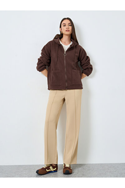 Take Two By Styli Women Brown Teddy Hooded Jacket