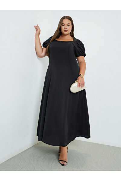 Styli Plus Size Square Neck Maxi Dress