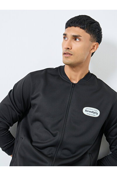 Take Two By Styli Men Black Zip Up Bomber Jacket