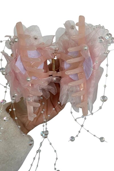 TAKIŞTIR Pink Color Butterfly Figured Pearl Detailed Latch Buckle