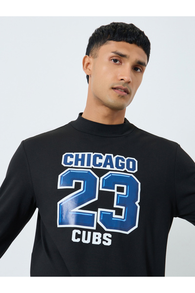 Take Two By Styli Black Chicago Cubs Graphic Slim Fit T-Shirt