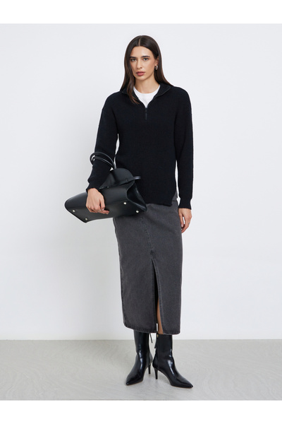 Styli Regular Fit Longline Quarter Zip Sweater