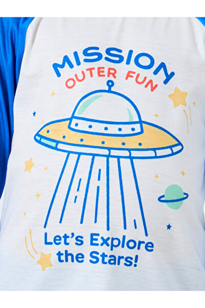 Styli Blue Graphic Print Long Sleeve T-Shirt and Pyjama Set