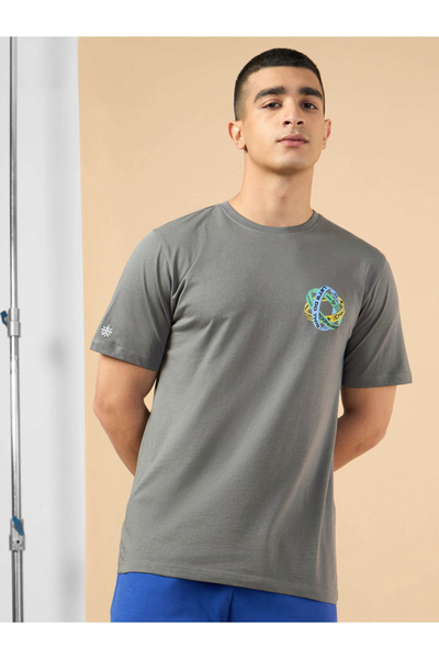 Cult By Styli Men Grey Graphic Print Short Sleeve T-Shirt