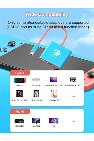 NALACAL Nintendo Switch & OLED Portable TV Docking Station — USB-C to HDMI Adapter (1 Port, Blue)