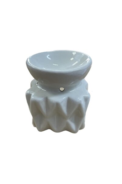 Cadouridiversity Vas de aromaterapie ceramic, alb, abstract, 9 cm x 9 cm