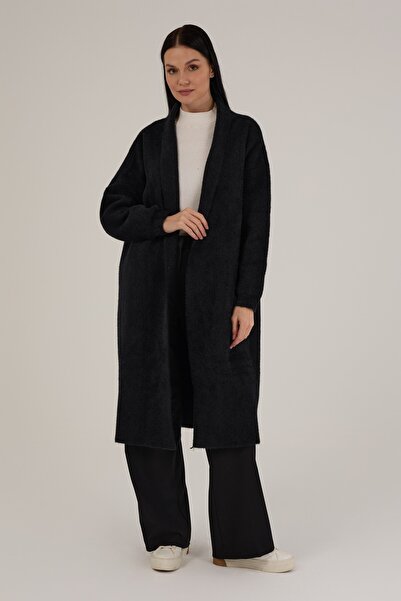 Jupe Kadın Şal Yaka Angora Dokulu Uzun Hırka 1200