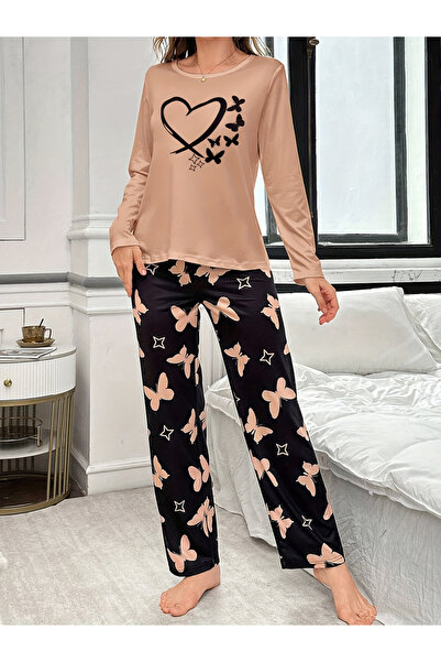 Take Two By Styli Butterfly Graphic Long Sleeve T-Shirt and Pyjama Set