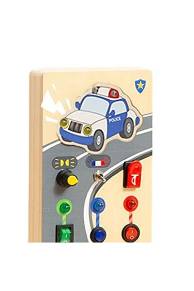 OEM Wooden sensory panel — Police car interactive set (child-sized)