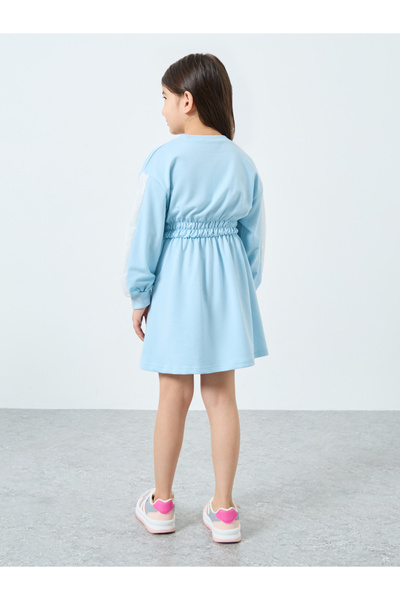 Styli Girls Light Blue Printed Sweatshirt Dress