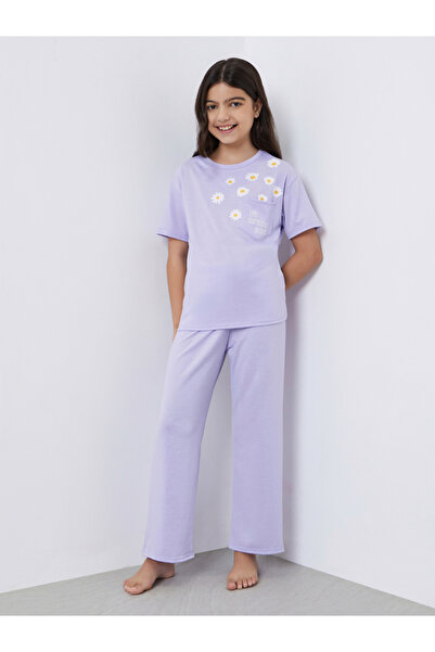 Styli Teens Lilac Floral Print T-Shirt and Pyjama Set