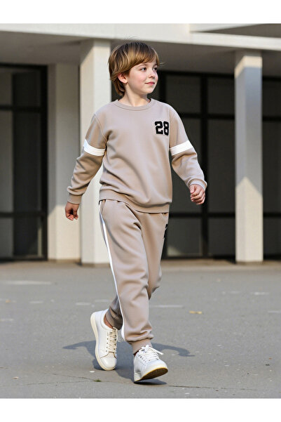 Take Two By Styli Teens Beige Number Print Sweatshirt and Joggers Set