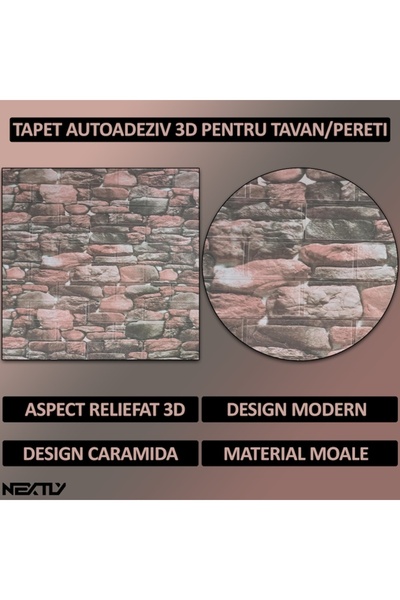 NEXTLY 3D Self-Adhesive Wallpaper, 10-Pack, Waterproof, 70x77 cm, Multicolor, Easy Install