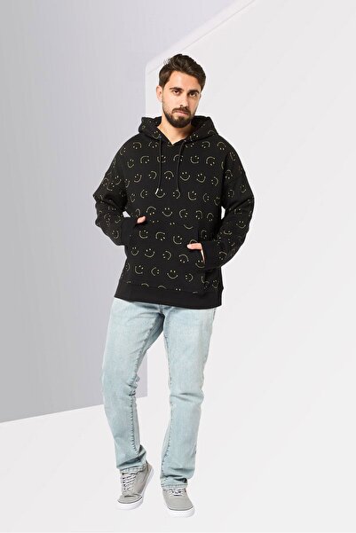 SANDRO x Smiley Men Allover Print Long Sleeve Hoodie, Multicolor