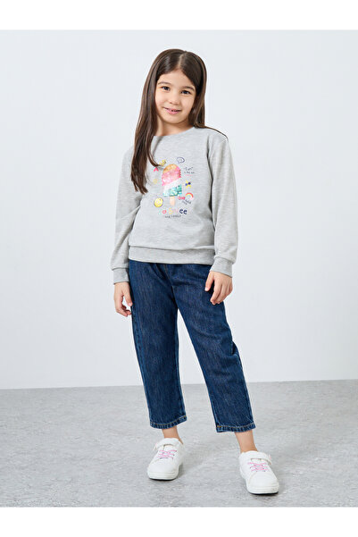 Styli Girls Grey Ice Cream Print Sweatshirt