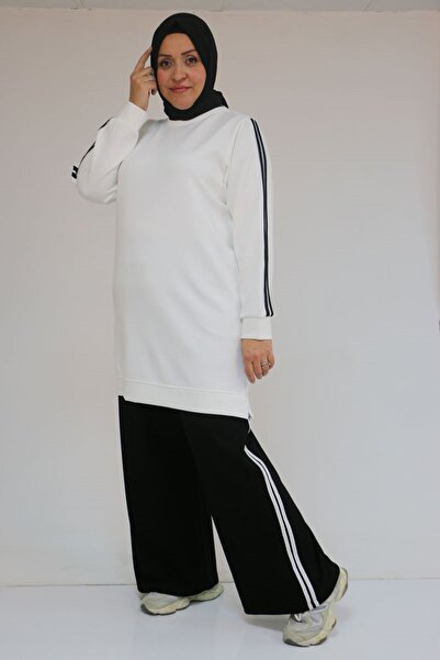 Eslina 57059 Σετ παντελόνι με συνδυασμό χρωμάτων μεγάλου μεγέθους - Μαύρο