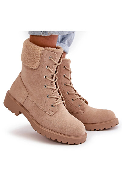 BOTO Cizme de lucru căptușite pentru femei cu fermoar bej Mivael 40