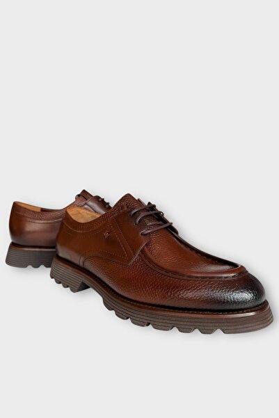 Liger Men's Genuine Leather Lace-Up Thick Sole Shoes Brown