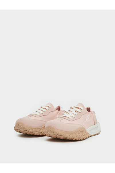 Take Two By Styli Women Printed Panel Stretch-Lace Sneakers