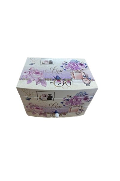 Cadouridiversity Wooden musical jewelry box, floral print, multicolor, mirror...