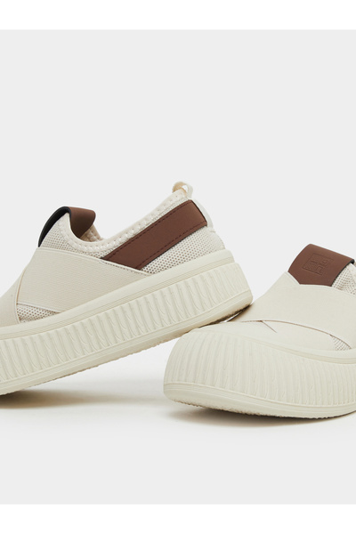 Take Two By Styli Boys Cream Canvas Thick Sole Casual Shoes